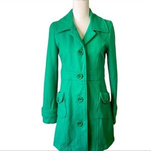 Anthropologie Tulle Green Winter Peacoat Size Large